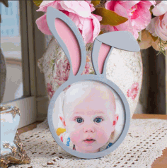 Laser Cut Bunny Ears Hanging Photo Frame Free Vector File