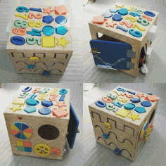 Laser Cut Busy Cube Activity Toy For Kids Free Vector File