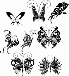 Laser Cut Butterfly Tattoo Design Art Free Vector File