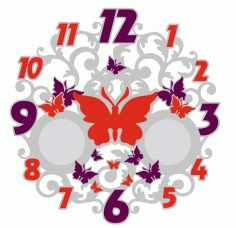 Laser Cut Butterfly Wall Clock Decorative Free Vector File, Free Vectors File