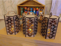 Laser Cut Candle Light Wooden Lamp Free DXF File