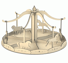 Laser Cut Carousel Horse Toy Free Vector File