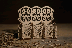 Laser Cut Carved Wood Desk Organizer Free Vector File