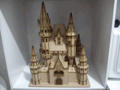 Laser Cut Castle Wooden Decoration Free DXF File