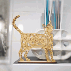 Laser Cut Cat Decoration 3d Puzzle Free DXF File