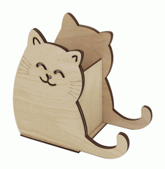 Laser Cut Cat Pencil Holder 3mm Free Vector File