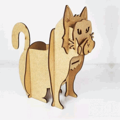 Laser Cut Cat Remote Control Holder With 2 Dividers Free Vector File