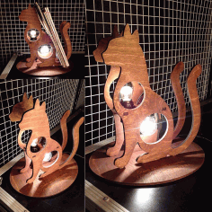 Laser Cut Cat Shape Lamp 3d Puzzle Free Vector File, Free Vectors File