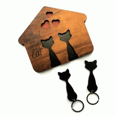 Laser Cut Cat Shaped Key Holder Free Vector File