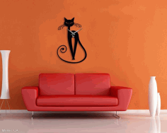 Laser Cut Cat Wall Clock Free Vector File