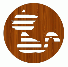 Laser Cut Cat Wooden Round Gift Tag Free Vector File