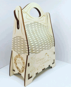 Laser Cut Champagne Gift Box Wooden Champagne Wine Bag Free Vector File