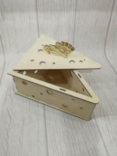 Laser Cut Cheese Shape Wooden Box Free Vector File