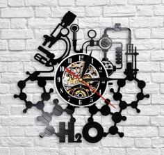 Laser Cut Chemistry Experiments Wall Clock Science Laboratory Wall Art Vinyl Record Wall Clock Free DXF File