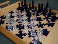 Laser Cut Chess Jigsaw Puzzle Chess Board And Pieces 3mm Acrylic Free Vector File