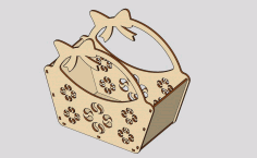 Laser Cut Christmas Gift Basket Bow Knot Free Vector File