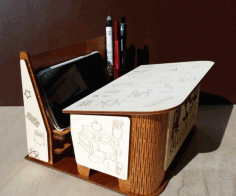 Laser Cut Classroom Furniture Shaped Organizer Phone Stand Pencil Holder Gift For Teacher Free Vector File