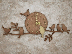 Laser Cut Clock Bird On A Branch Free Vector File