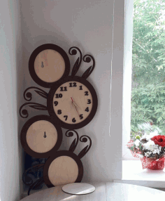 Laser Cut Clock With Family Photo Frames Free Vector File