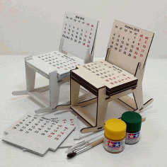 Laser Cut Cnc Project Chair Shaped Calander Free Vector File
