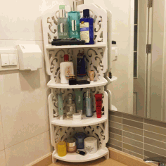 Laser Cut Corner Shelf Bathroom Cosmetic Storage 3d Puzzle Free Vector File, Free Vectors File