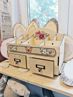 Laser Cut Cosmetics Jewelry Organizer Storage Box With Drawers Free Vector File