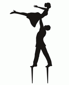 Laser Cut Couple Dancing Cake Topper Free Vector File