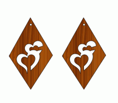 Laser Cut Couple Heart Earrings Set Jewelry Templates Wood Cutout Free Vector File