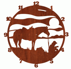 Laser Cut Cowboy Wall Clock Western Horse Clock Free Vector File
