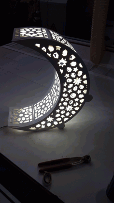 Laser Cut Crescent Moon Nightlight Lamp Free DXF File
