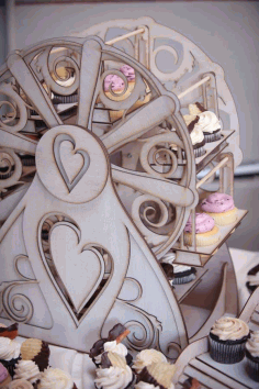 Laser Cut Cupcake Ferris Wheel Free Vector File