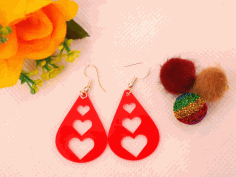 Laser Cut Dangle Heart Earrings Free DXF File