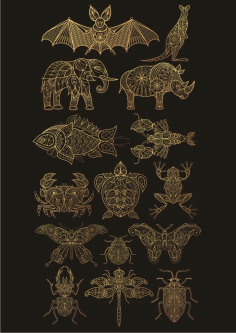 Laser Cut Decor Animal Set Free Vector File, Free Vectors File