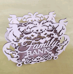 Laser Cut Decor Family Bank Money Box Piggy Bank Free Vector File, Free Vectors File