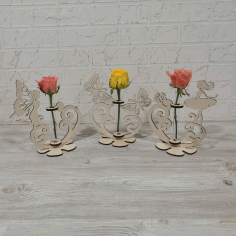 Laser Cut Decor Girl Flower Stand Glass Tube Plant Pot Free Vector File