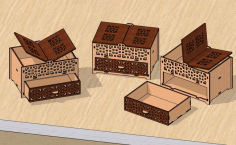 Laser Cut Decor Jewelry Gift Box With Drawer Free DXF File