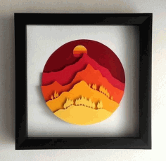 Laser Cut Decor Wall Art Tree Mountain Sun Free Vector File