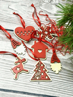 Laser Cut Decoration Toys Wooden Reindeer Gnome Ornaments Free Vector File, Free Vectors File