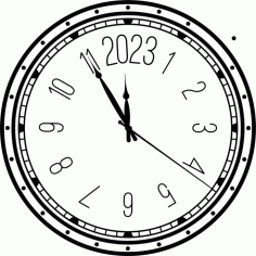 Laser Cut Decorative Clock 2023 Free Vector File