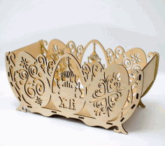 Laser Cut Decorative Easter Basket Easter Egg Bowl Free Vector File