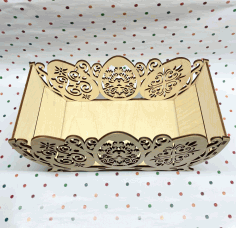 Laser Cut Decorative Easter Egg Basket Free Vector File