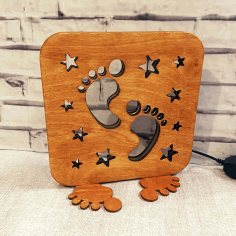 Laser Cut Decorative Foot Print Board Free DXF File