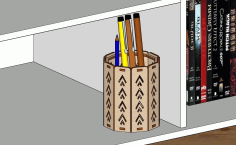 Laser Cut Decorative Round Wooden Pen Stand Pencil Holder Free DXF File, Free Vectors File
