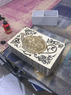Laser Cut Decorative Tea Box With Tea Kettle Teapot Drawing Engraving Free Vector File