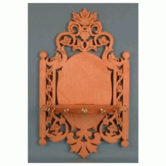 Laser Cut Decorative Wall Shelf With Hangers Free Vector File