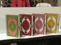 Laser Cut Decorative Wooden Book Box Free DXF File