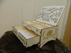 Laser Cut Decorative Wooden Jewelry Box With Drawer Free Vector File