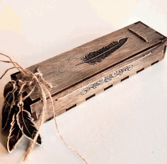 Laser Cut Decorative Wooden Pen Gift Box With Engraving Free Vector File, Free Vectors File