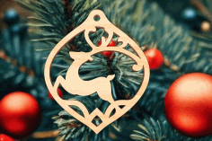 Laser Cut Deer Bauble Christmas Decorations Ornament Free Vector File