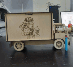Laser Cut Delivery Van Shaped Gift Box Free Vector File